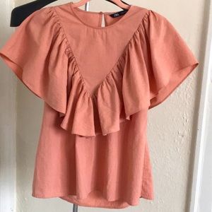 Zara Peachy Ruffle Top
